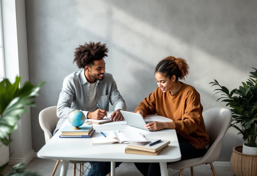 A couple smiling while planning their financial journey with plan/ria