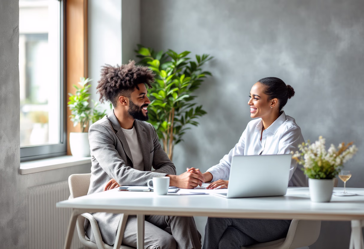 image of satisfied couple managing their finances